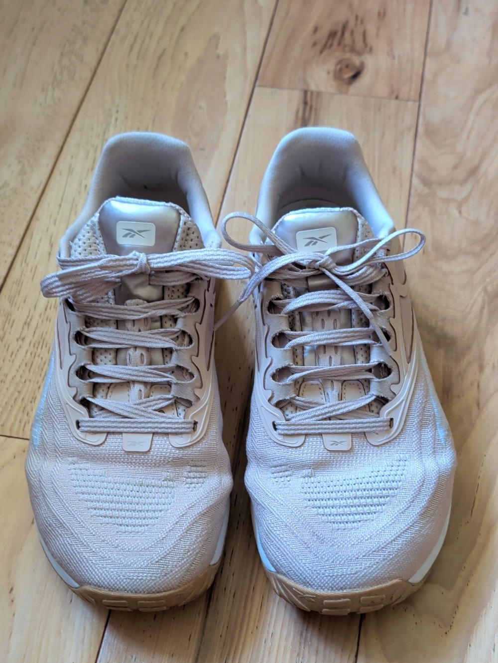 Reebok Light Beige Knit Lace-Up Sneakers
